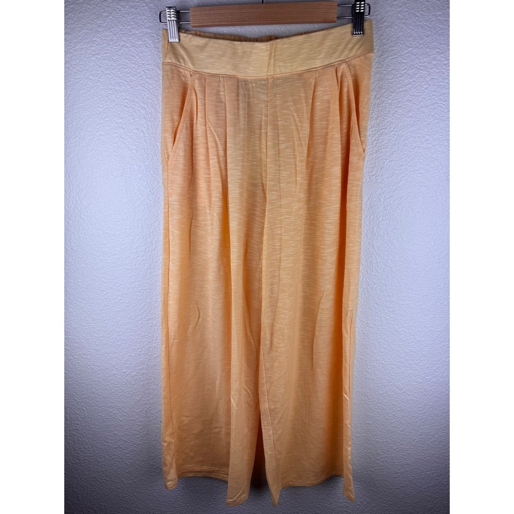 NWT Garnet Hill Orange Linen Wide Leg Cropped Pants XS Sleepwear